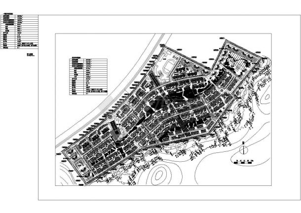 某总用地381575㎡总户数3682户山庄住宅区规划设计cad施工总平面图（含技术经济指标）-图一