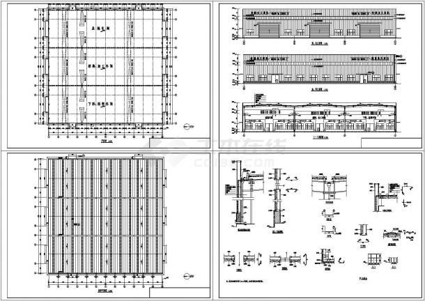 山东某单层轻钢结构工业车间设计cad全套建筑施工图（标注详细）-图一