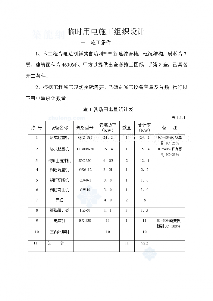 某综合楼临时用电施工组织设计p-图一