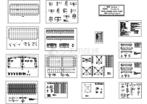 青岛太平货柜仓库钢结构设计施工cad图，共十四张-图一