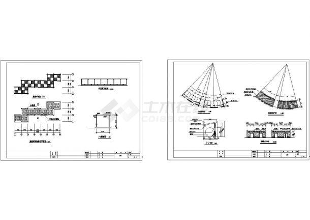 景观廊小品设计cad图纸-图二