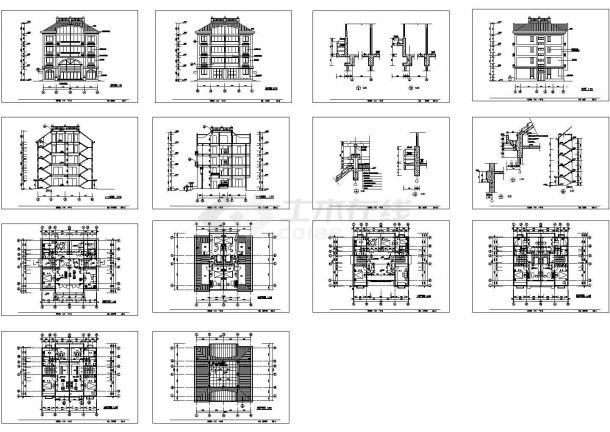 多层并联高级别墅寓所建筑施工图,cad,14张图-图一