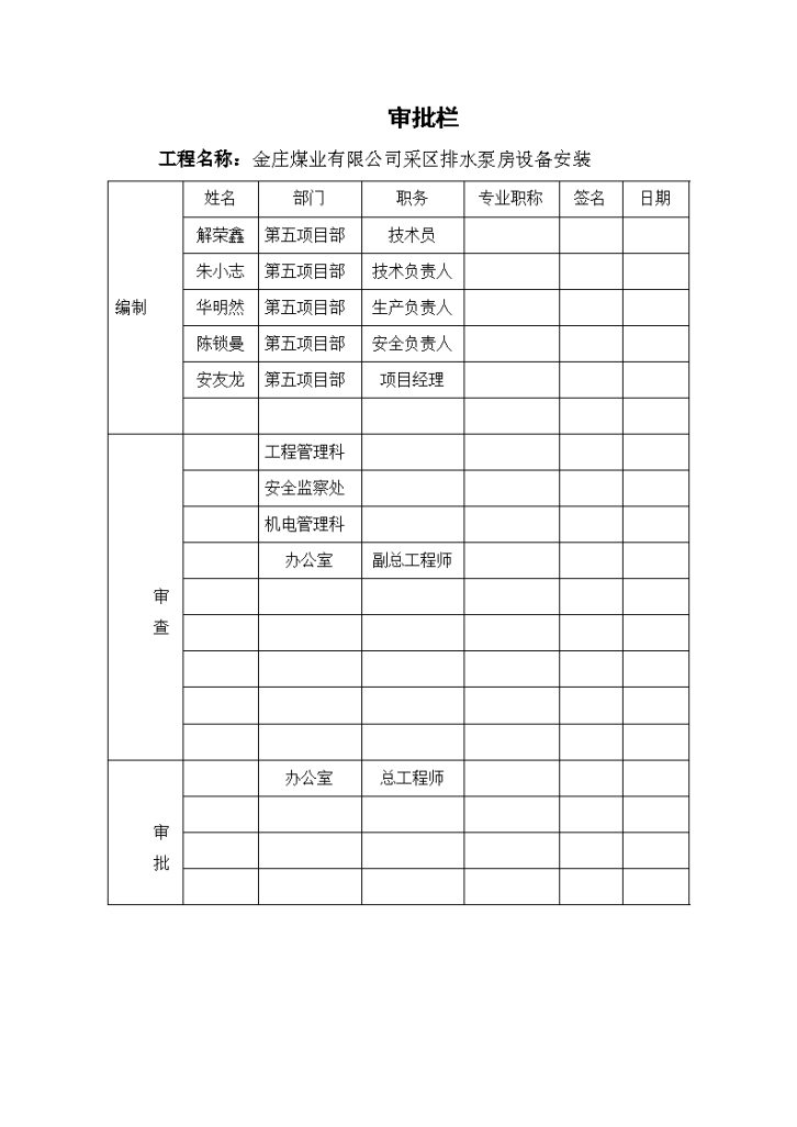 中煤五建采区排水泵房设备安装施工组织-图一