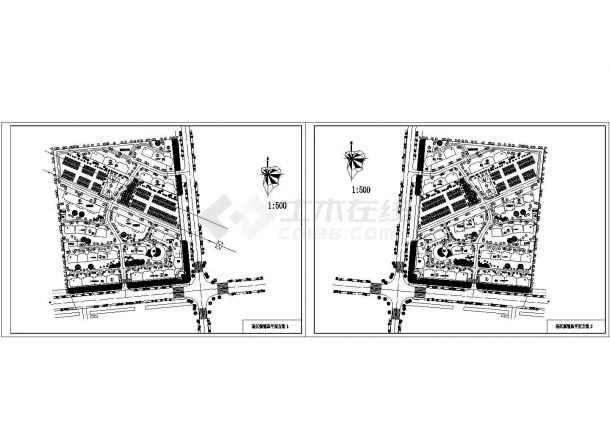 某高档住宅小区规划设计cad总平面图纸（含2个方案设计）-图一