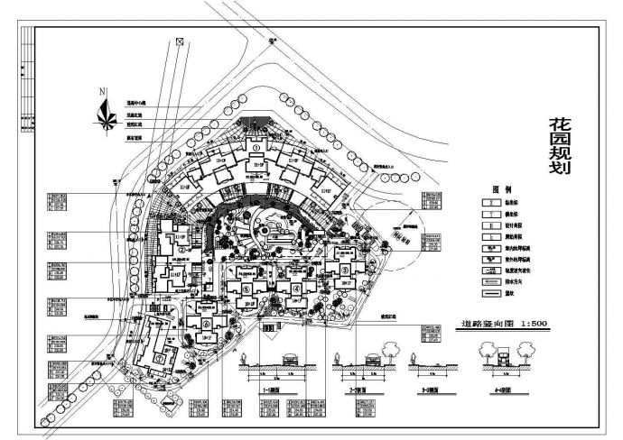 某城市高级花园住宅小区规划设计cad总平面图（标注详细）_图1