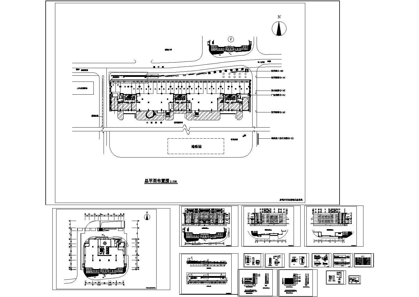 某城市大型花园商业街规划设计cad全套施工图（甲级院设计，16张图）