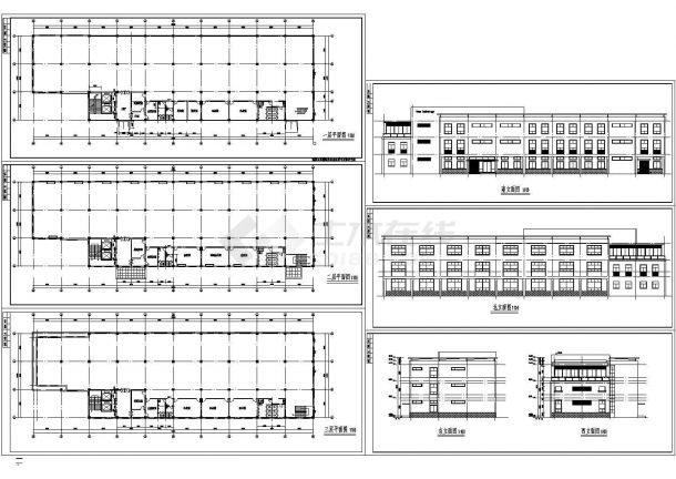 郑州某三层框架结构工业厂房设计cad全套建筑方案图（甲级院设计）-图二