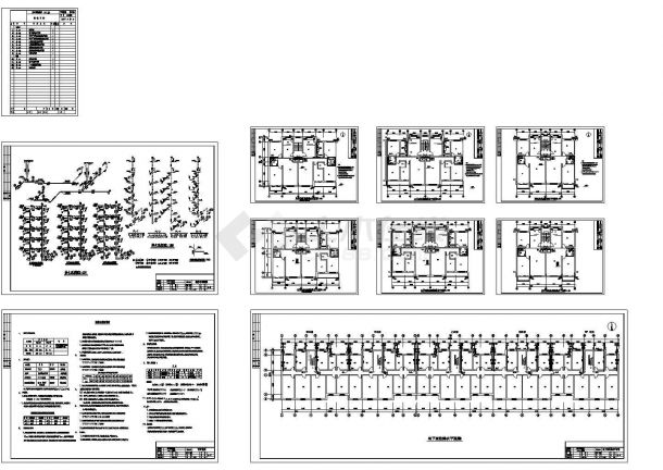 五层(1梯2户5单元)医院住宅楼给排水设计施工图-图一