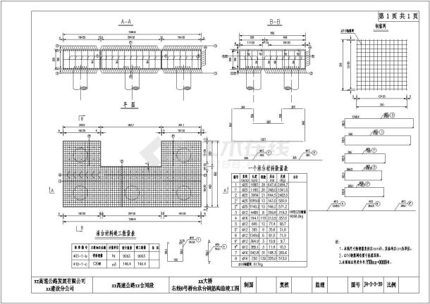 预应力钢筋混凝土T梁桥台承台钢筋构造节点详图设计-图二