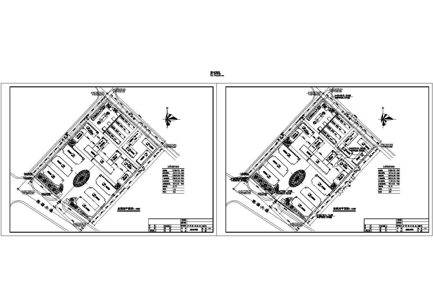 某用地81899㎡厂区总规划设计cad方案总平面图（含经济指标，含2种方案设计）