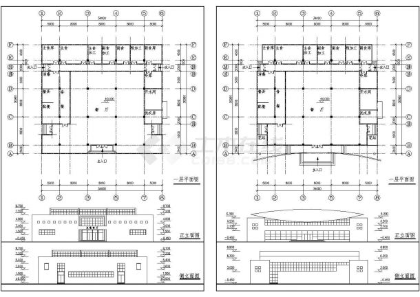 某小食堂建筑设计CAD施工图纸-图一