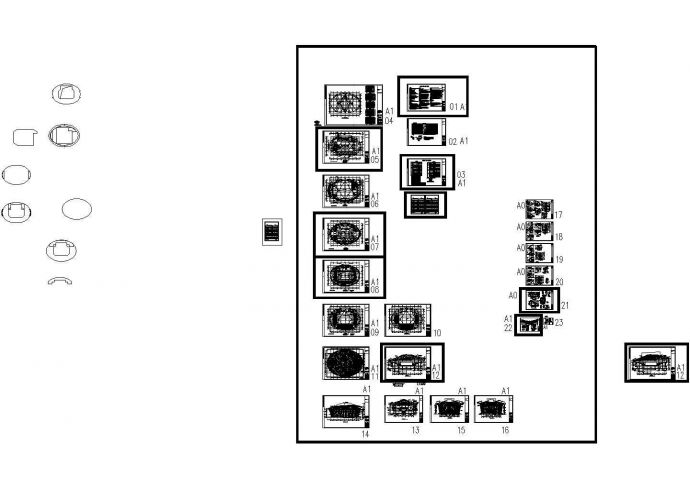 某网架结构艺术体育中心建筑施工cad图纸_图1