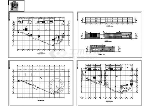 南京三层大型商场建筑设计施工cad图纸，共四张-图一