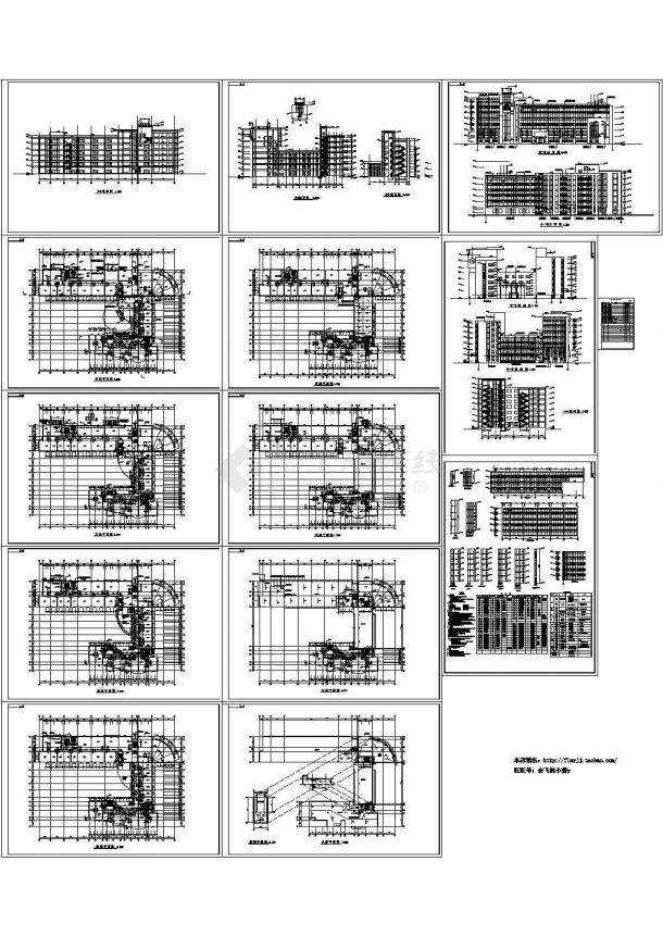 某7层11582㎡框架结构办公楼设计cad全套建筑施工图【含设计说明】-图一