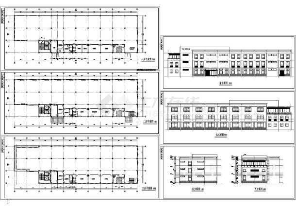 3层厂房建筑方案设计CAD图-图一