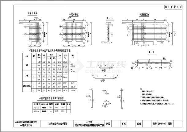 预应力钢筋混凝土T梁中横隔板钢筋构造节点详图设计-图二