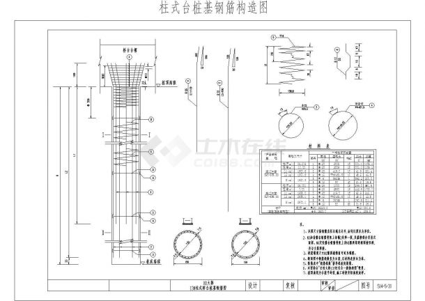 大桥13#柱式桥台桩基钢筋构造图-图一