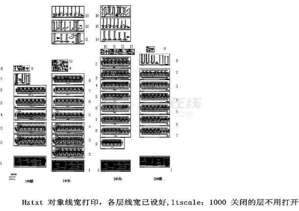 12层住宅水暖全套施工CAD图，1#、2#楼-图一