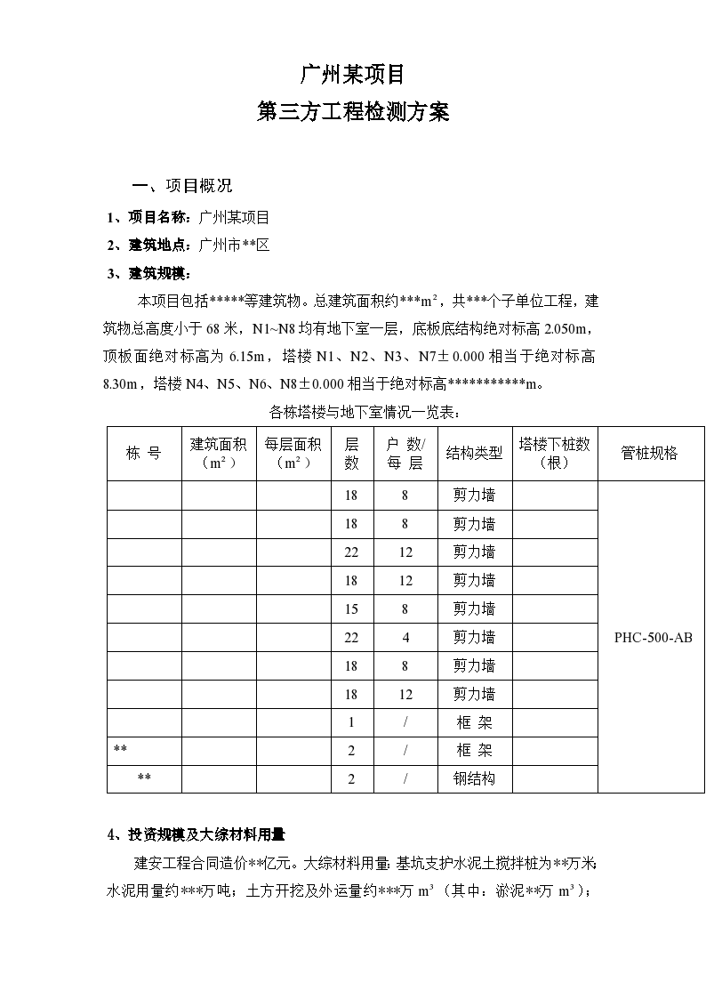 广州某工程第三方检测方案范本