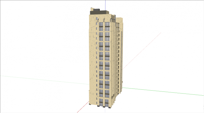 一栋高层的外形简约现代的住宅楼su模型_图1