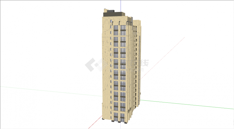 一栋高层的外形简约现代的住宅楼su模型-图一