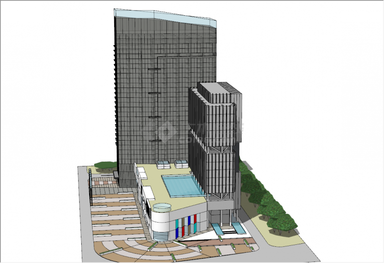 现代化建设大型商场综合体su模型-图二