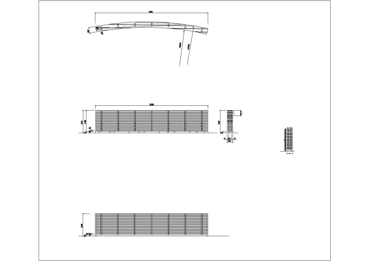 某美食广场施工CAD隔断设计构造完整详图
