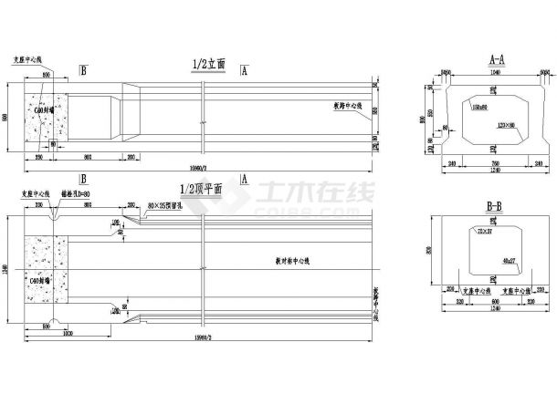 1×16米预应力混凝土空心板中板构造节点详图设计-图一