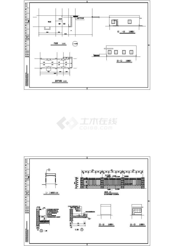 某造纸厂三栋附属用房建筑设计方案图cad施工图设计-图一