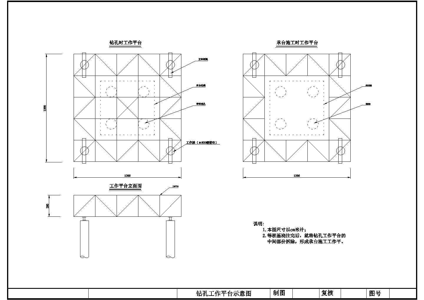 桥梁深水基础工作平台示意图设计