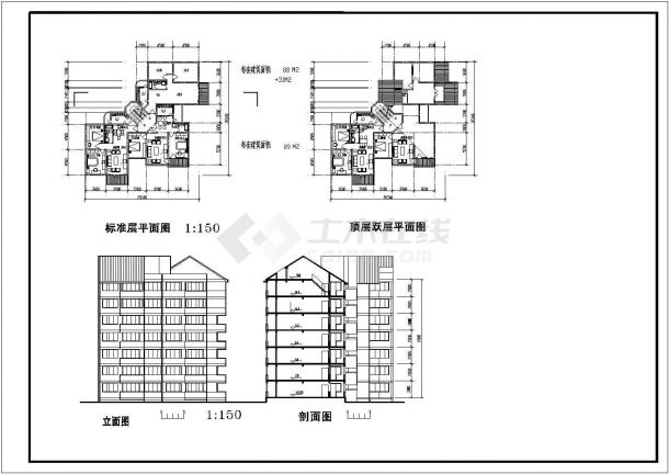 某住宅楼平面立面设计方案（6）-图一