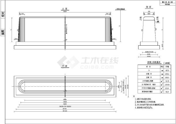 双孔拱桥桥墩一般构造节点详图设计-图二