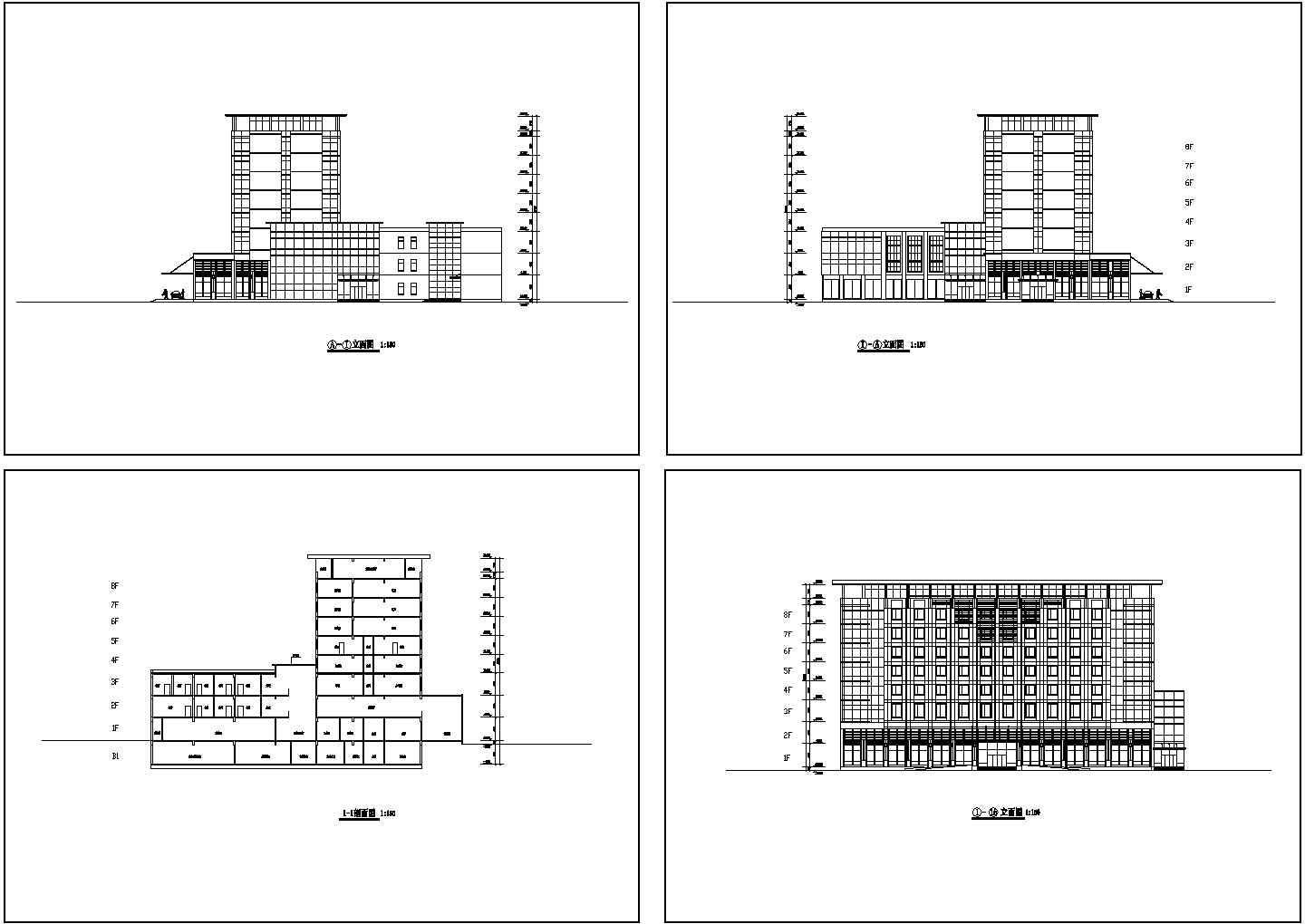 某八层酒店建筑立面方案设计图纸