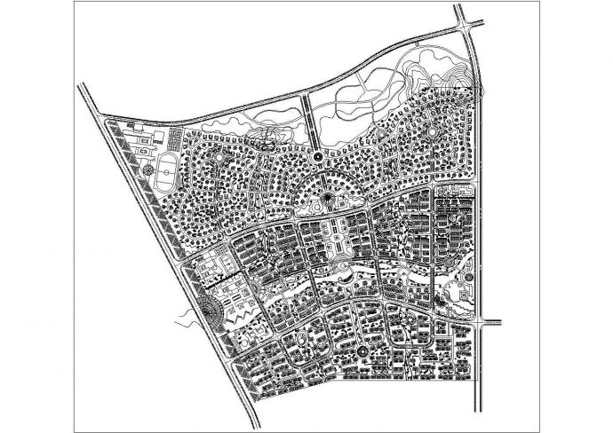 某城市大型现代花园小区规划设计cad施工总平面图（标注详细）_图1