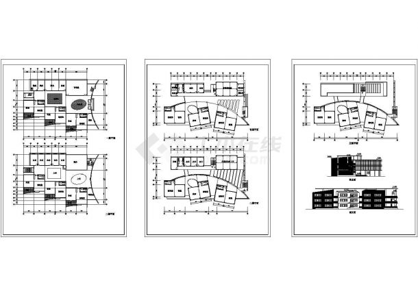 无锡幼儿园三层教学楼建筑设计施工cad图纸，共三张-图一