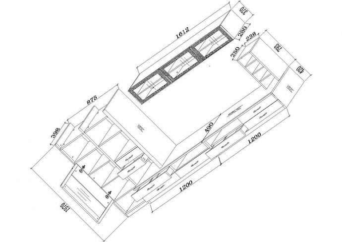 （7套）间厅柜和地柜家具cad全套生产图纸_图1