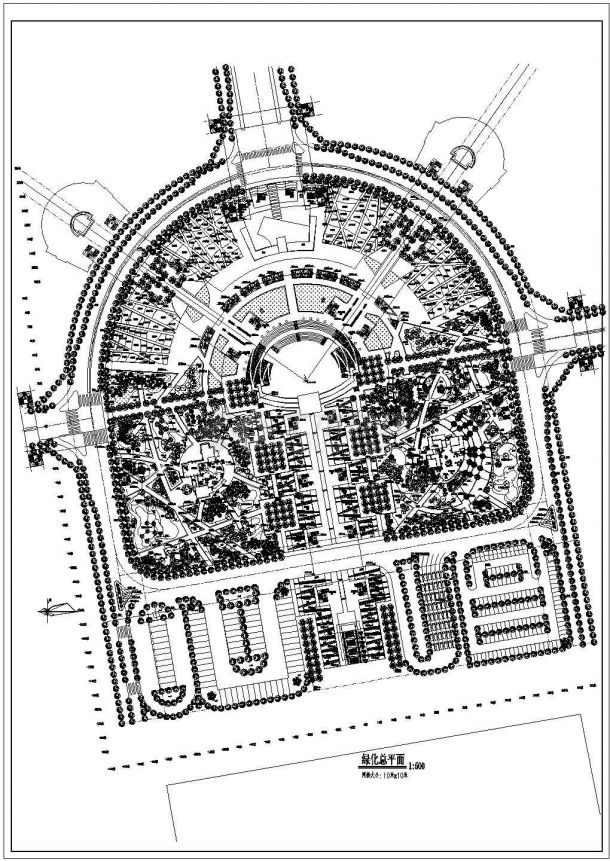 张家界火车站广场绿化总平面设计cad图，共一张-图一