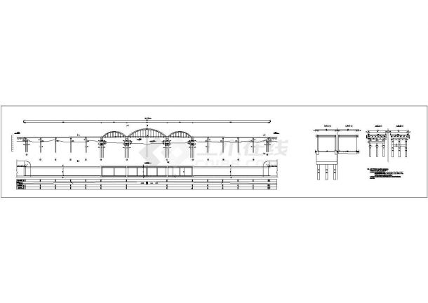 某大桥全套图纸51+80+51m钢管砼系杆拱桥百崎湖大桥桥型CAD设计布置图-图一