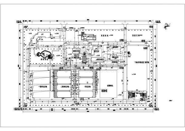 [浙江]某污水处理厂CAD施工工艺图厂区平面管线-图二
