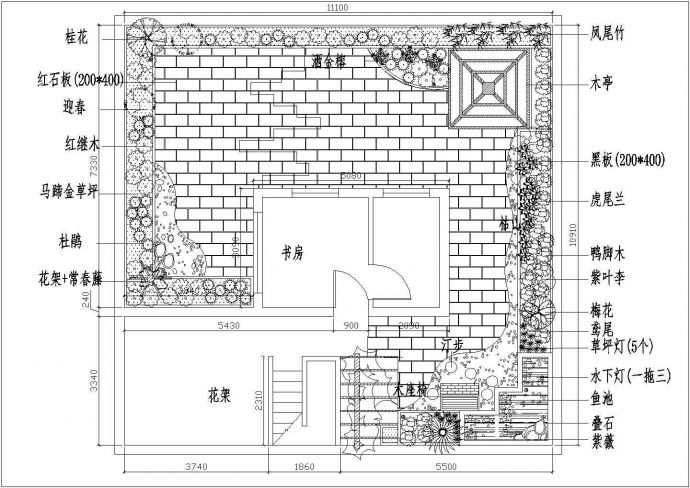 屋顶花园绿化设计cad图(含总平面图)_图1