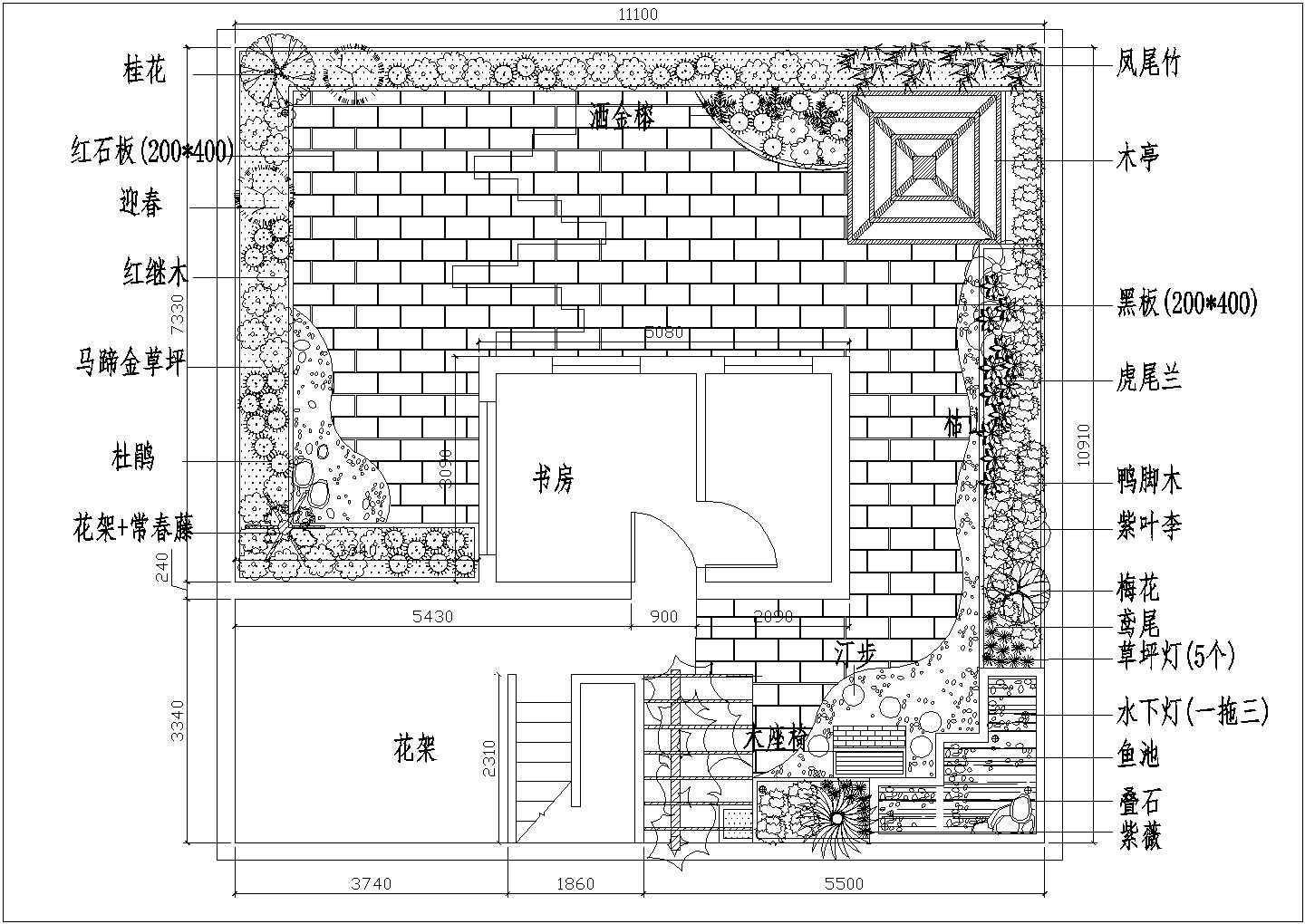 屋顶花园绿化设计cad图(含总平面图)