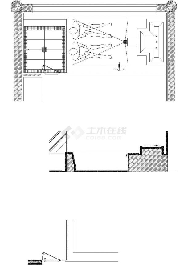 酒店客房淋浴池详图CAD施工图设计-图一