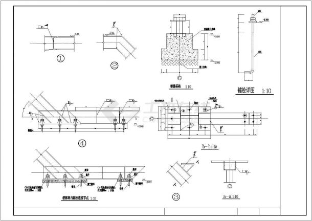 钢框架楼梯梁节点构造详图CAD施工图设计-图一