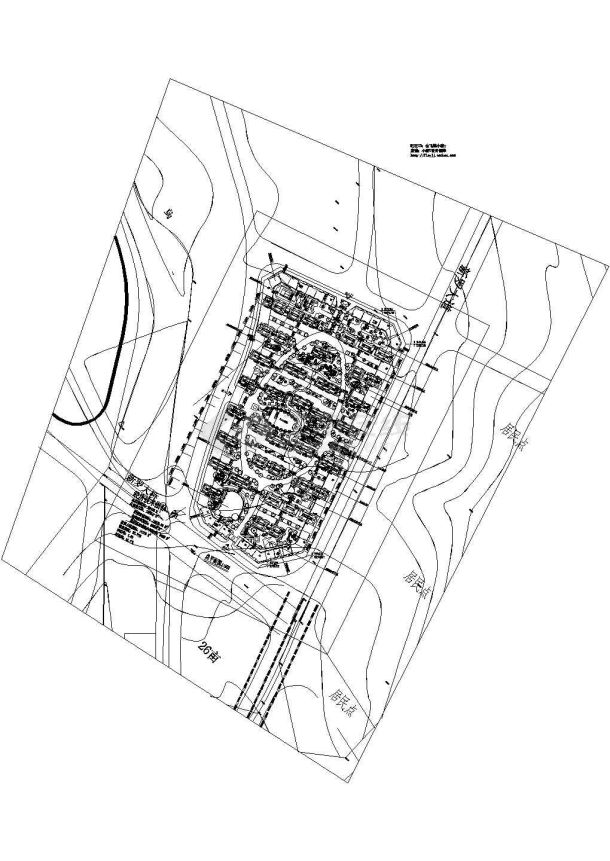 某长方形地块总用地56439㎡住宅小区规划设计cad方案总平面图（含经济技术指标）-图一