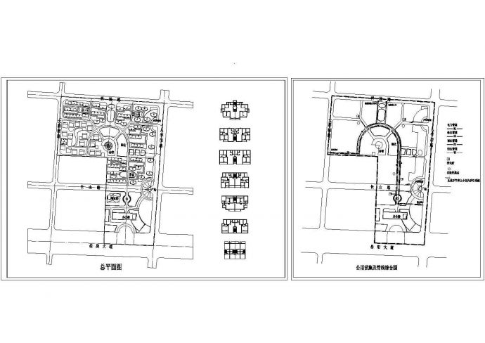 某现代大型居民小区规划设计cad方案总平面图（含公用设施及管线综合图）_图1