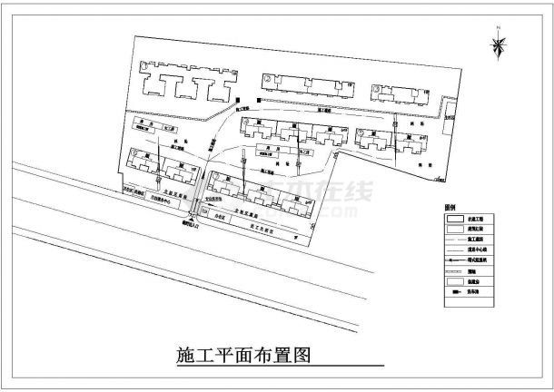 某工程施工现场（综合各方面进行布置）规划设计cad总平面布置图（标注详细）-图二