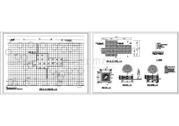 广场平面图、铺装、树池详图-图一
