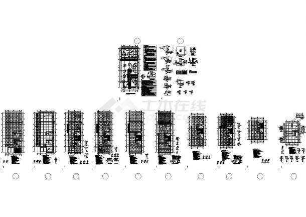 框架结构住宅楼结构施工图（八层桩基础）含地下室底板及基础平面布置图-图一