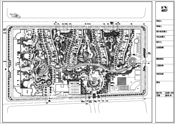 某地大型现代化高档住宅小区景观结构图-图一