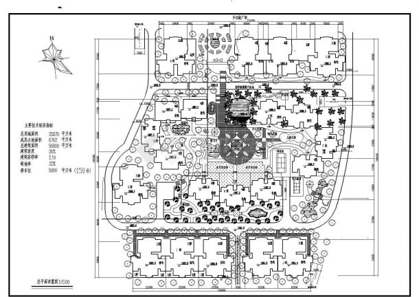 某总用地25870㎡现代高档多层住宅小区规划设计cad总平面布置图（含技术经济指标）-图一